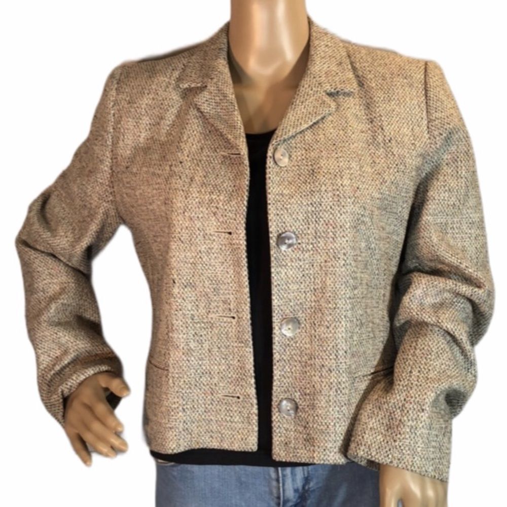 Soiree Vintage 1980s Boxy Cropped Tweed Look Blazer XS